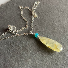 Load image into Gallery viewer, Yellow Aquamarine and Blue Opal Necklace, OOAK