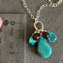 Load image into Gallery viewer, Natural Turquoise and Rhodolite Garnet Cluster Necklace, OOAK