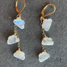 Load image into Gallery viewer, Head in the Clouds Rainbow Moonstone Earrings, OOAK