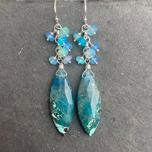 Load image into Gallery viewer, Chrysocolla and Opal earrings OOAK