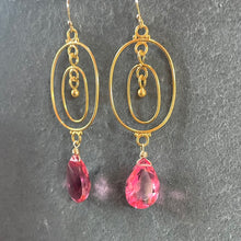Load image into Gallery viewer, Sparkling Pink Circle Hoops, OOAK