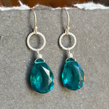 Load image into Gallery viewer, Paraiba Blue Pear Cut Mini Hoop Earrings