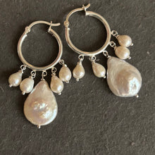 Load image into Gallery viewer, Freshwater Pearl Sterling Silver Hoop Earrings