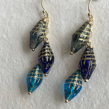 Load image into Gallery viewer, Conch Shell Trio Earrings, Czech Glass