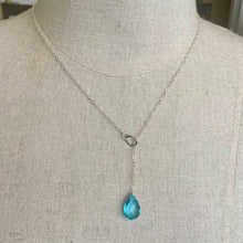 Load image into Gallery viewer, Topaz Blue Quartz Y Lariat Necklace