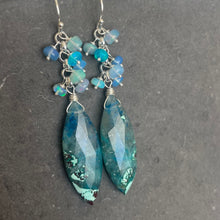 Load image into Gallery viewer, Chrysocolla and Opal earrings OOAK