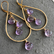 Load image into Gallery viewer, Pink Amethyst Double Decker Hoops- Lavender