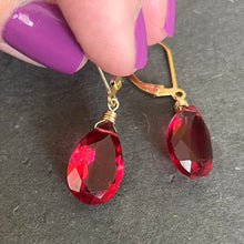 Load image into Gallery viewer, Ruby Red Sparkle Dangles