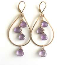 Load image into Gallery viewer, Pink Amethyst Double Decker Hoops- Lavender