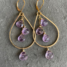 Load image into Gallery viewer, Pink Amethyst Double Decker Hoops- Lavender