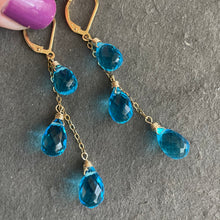 Load image into Gallery viewer, So FABULOUS, Bright Blue Sparkling Teardrop Trio Earrings
