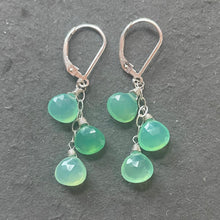 Load image into Gallery viewer, Chrysoprase Trio Cascade Earrings
