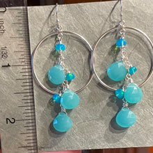 Load image into Gallery viewer, Aqua Opal and Chalcedony Hoop Earrings