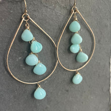 Load image into Gallery viewer, Peruvian Blue Opal Double Decker Hoops, OOAK