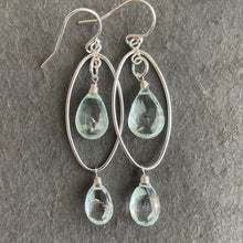 Load image into Gallery viewer, Aquamarine double decker hoops made to order