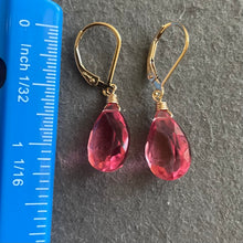 Load image into Gallery viewer, Sparkling Tourmaline Pink Dangle Earrings