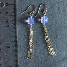 Load image into Gallery viewer, Lavender Glowing Quartz Tassel Earrings, 14k Gold Filled