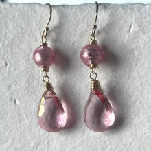 Load image into Gallery viewer, Murano Ball Glass and Mystic Quartz Pink Sparkly Dangles