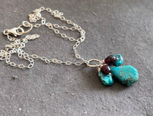 Load image into Gallery viewer, Natural Turquoise and Rhodolite Garnet Cluster Necklace, OOAK