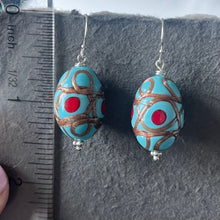 Load image into Gallery viewer, Turquoise Egg Murano Glass Dangle Earrings
