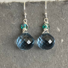 Load image into Gallery viewer, Large Denim Blue Onion Dangle Earrings