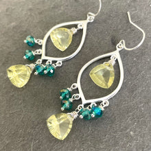 Load image into Gallery viewer, Lemon Quartz Laser Cut Chandelier Earrings