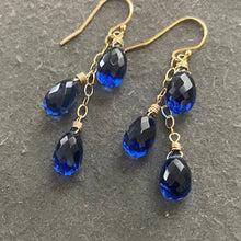 Load image into Gallery viewer, Sapphire Blue Trio Cascade Earrings