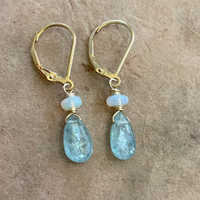 Load image into Gallery viewer, Aquamarine blue Kyanite earrings