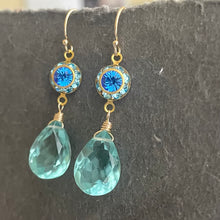 Load image into Gallery viewer, Tanzanite and Aquamarine Blue Dangles