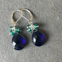 Load image into Gallery viewer, Deep Tanzanite Quartz and Kyanite Crystal Dangles