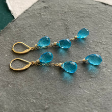 Load image into Gallery viewer, So FABULOUS, Bright Blue Sparkling Teardrop Trio Earrings