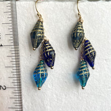 Load image into Gallery viewer, Conch Shell Trio Earrings, Czech Glass