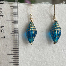 Load image into Gallery viewer, Conch Shell Earrings, London Blue Czech Glass