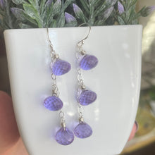 Load image into Gallery viewer, Lavender Grape Trio Earrings, Quartz
