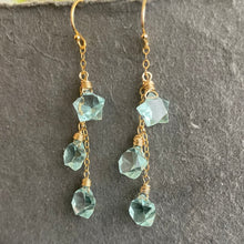 Load image into Gallery viewer, Aqua Quartz Mini Star Trio Earrings