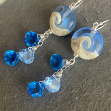 Load image into Gallery viewer, Lampwork Glass Surf Earrings, tanzanite