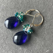 Load image into Gallery viewer, Deep Tanzanite Quartz and Kyanite Crystal Dangles