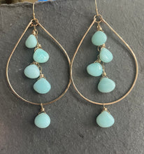 Load image into Gallery viewer, Peruvian Blue Opal Double Decker Hoops, OOAK