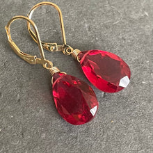 Load image into Gallery viewer, Ruby Red Sparkle Dangles