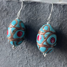 Load image into Gallery viewer, Turquoise Egg Murano Glass Dangle Earrings