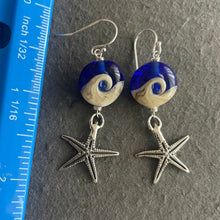 Load image into Gallery viewer, Lampwork Glass Surf Earrings, Cobalt