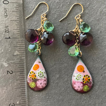 Load image into Gallery viewer, Enamel Millefiori Dangles, OOAK, Plum