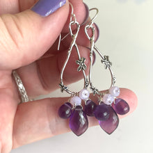 Load image into Gallery viewer, Spring in Your Step artisan floral earrings, amethyst, scorolite opal