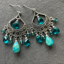 Load image into Gallery viewer, Natural Turquoise OOAK Chandelier Earrings