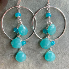 Load image into Gallery viewer, Aqua Opal and Chalcedony Hoop Earrings