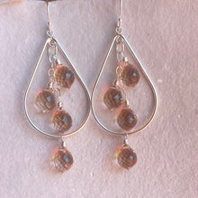 Load image into Gallery viewer, Morganite Peach Quartz Hoop Earrings, peach fuzz, color of the year