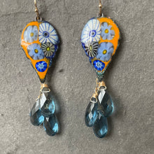 Load image into Gallery viewer, Enamel Millefiori Dangles, London Blue, OOAK
