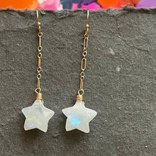 Load image into Gallery viewer, Rainbow Moonstone Star Earrings