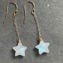 Load image into Gallery viewer, Rainbow Moonstone Star Earrings