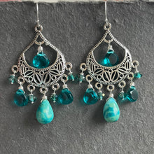 Load image into Gallery viewer, Natural Turquoise OOAK Chandelier Earrings